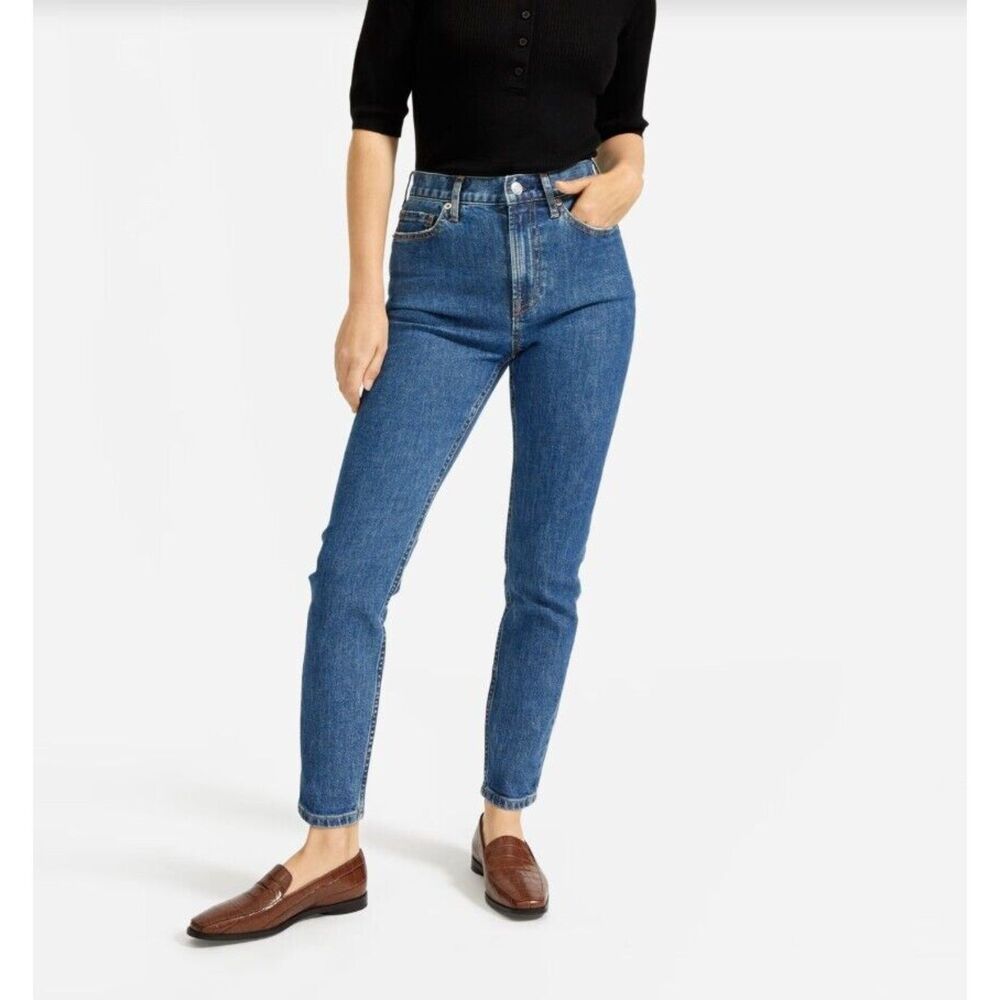 EVERLANE Womens Jeans Size 28 Medium Wash Ankle High Rise Slim Straight Button